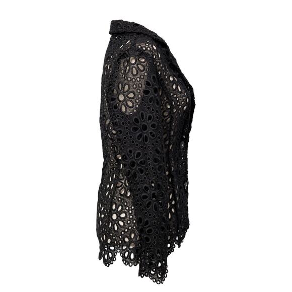 Berek Women's Black Lace Brazer Size L Scalloped Long Sleeve Summer NWT - Picture 4 of 7